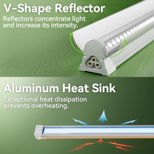 4FT Grow Lights for Indoor Plants,T8 5000K Full Spectrum Plant Light,540W(12 x 45W),LED Grow Light Strips whit Timer, Aluminum Reflector,Linkable,Plant Growing Lamp Fixture for Greenhouse Indoor 12pcs