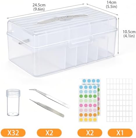 32 Slots Seed Storage Box Organizer with Label Sticker and 2 Tweezers,Portable Garden Seed Saving kit, Packet Organizer for Plant, Flower,Vegetable Seeds