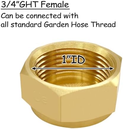 Uenede 8PCS Brass 3/4" GHT Female Garden Hose End Cap Hex Plug with Gaskets Spigot Plugs Caps Fittings (Pack of 2)