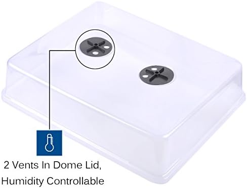 eZAKKA 14.6" x 11.8" Seed Starter Tray Kit with Dome, 20 Cells, Black