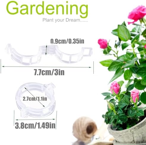Plant Support Clips, 100 Pcs Tomato Clips, Plastic Trellis Clips, Grape Vine Tomato Vine Vegetables Plants Garden Support Clips to Grow Upright Makes Plants Healthier (Plastic, White)
