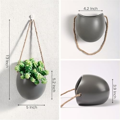 4 to 5 inch Ceramic Planters Wall Hanging Vases Decor - Set of 3