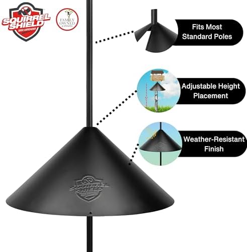 Nature's Way Squirrel Shield 18 inch Metal Wrap Around Baffle for Outdoor Wild Bird Seed Feeder, Squirrel Proof, Black
