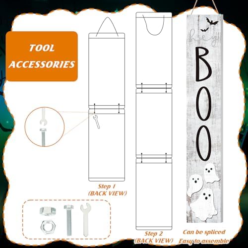 Halloween Boo Porch Sign 47" Halloween Wooden Welcome Sign