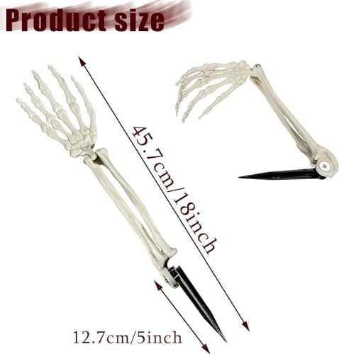 Halloween Realistic Skeleton Stakes Zombie Ghost Arm Stake Severed Plastic Skeleton Hands Yard Signs for Lawn Stakes Garden Halloween Props Decoration(10 Pcs White)