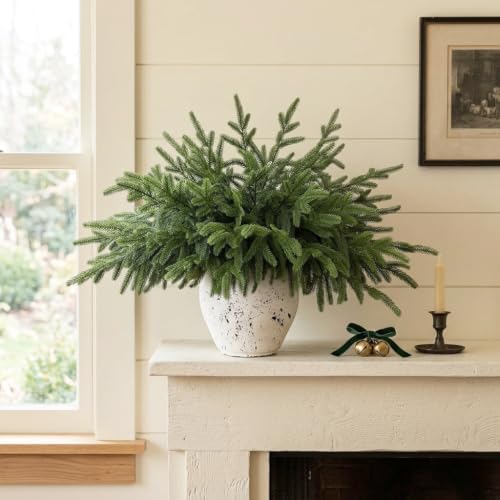 20Pcs Lifelike Touch Artificial Norfolk Pine Branches for Vase DIY Decor