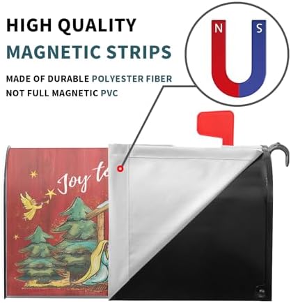Kawani Merry Christmas Mailbox Covers Christmas Joy to The World Mailbox Wraps Magnetic Large Size 21x25.5 Inch Christmas Religious Post Letter Box Cover Winter Holiday Outdoor Decoration