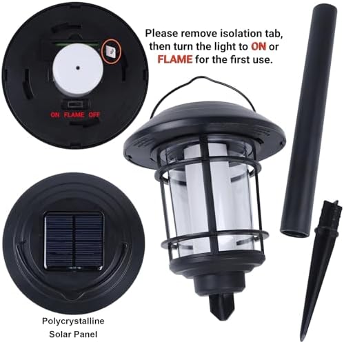 Dynaming 6 Pack Solar Flame Torch Lights Outdoor, Halloween Dual Use Flickering Flame Garden Light, Christmas Hanging Lanterns, Auto On/Off & Waterproof Lighting for Lawn Patio Yard Walkway Driveway