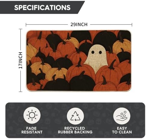 Artoid Mode Ghost Pumpkin Halloween Doormat 17x29 Inch