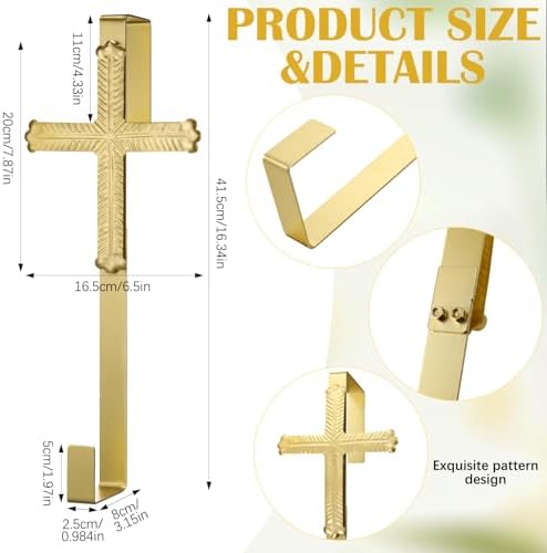 Frienda 15.7" Metal Gold Cross Wreath Hanger for Front Door Wreath Hooks