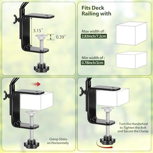 BOLITE Deck Hook, 20 Inch Bird Feeder Hanger for Hummingbird Feeders, Black