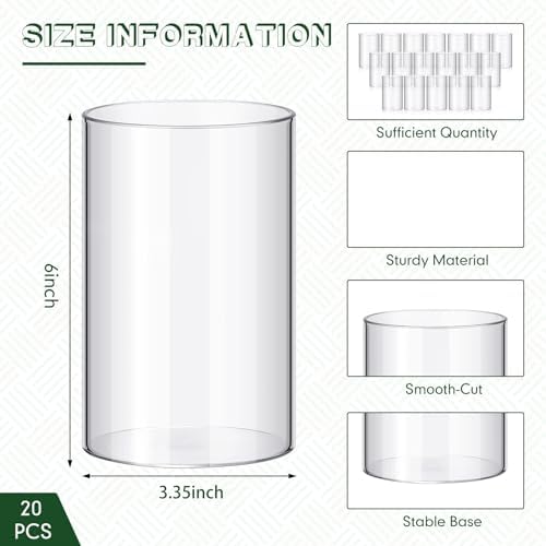 Vesici 20 Pcs Plastic Cylinder Vase Bulk, Clear Flower Container,6 Inch