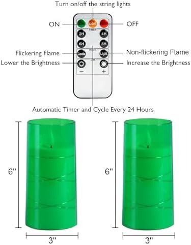 Homemory 3"x6" Flameless Candles, Flickering LED Pillar Candles with Remote