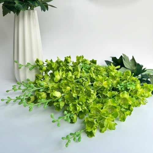 8 pcs Green Delphinium Artificial Flowers, 34.25'' Larkspur Artificial Flowers Silk Fake Flowers Long stem Faux Flowers for Tall Vase Home Wedding Garden Table Decor (Green)
