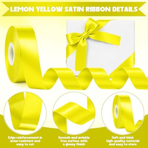 1In 30Yards Lemon Yellow Satin Ribbon for Gift Wrapping Birthday Decoration