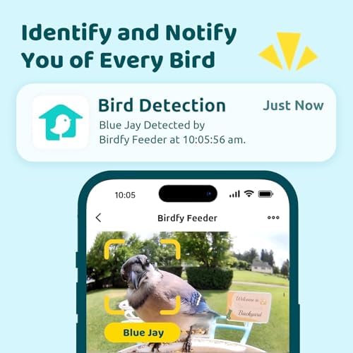 Birdfy Smart Bird Feeder with Camera Solar Power, Smart AI Birdwatching Camera, Auto Capture & Notify, Clear Day & Color Night Video & Pictures, Ideal Gift for Lover