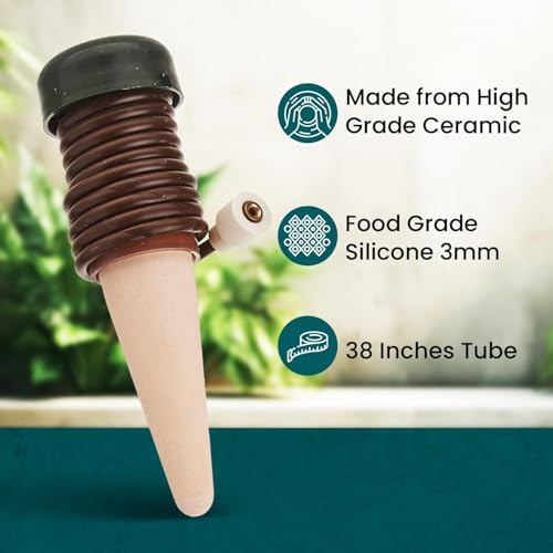 Blumat Classic Self-Watering Stakes - Prevents Overwatering and Underwatering for Healthy Growth While You are Away - Ideal for Indoor Plant Watering (3 Pack w/o Adapter)
