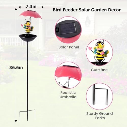 Solar Bird Feeders for Outdoors, Bee Garden Decor with Umbrella Light