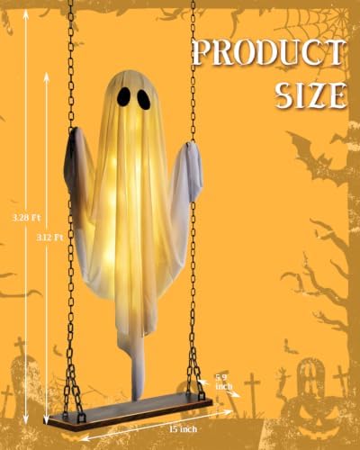 Halloween Decorations Outdoor, 2 Pack 3 FT Large Hanging Swing Ghost