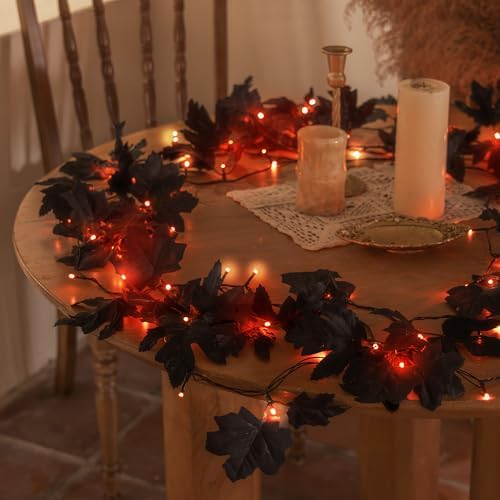 66ft Handmade 200 LED Halloween Garland,Artificial Maple Leaves String Lights Decor for Thanksgiving Fall Garland Decor lighted garland for Firepalce Winter Holiday Indoor Outdoor Room Autumn Harvest