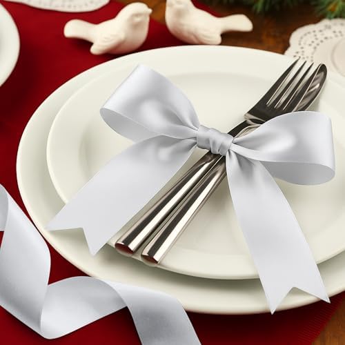 1 1/2 in 30 Yards Silver Ribbon for Gift Wrapping Christmas Tree Decoration