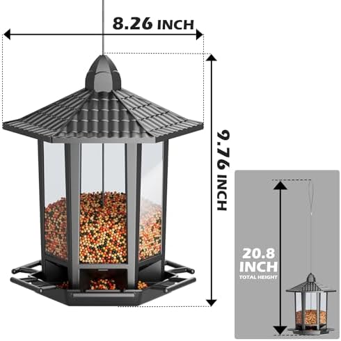 Birdream 2 Pack Bird Feeders for Outdoor Hanging, Retro Pagoda Design Fun Installation Bird Feeder, Attracting Wild Birds Chickadees Goldfinches Cardinals Finches and Sparrows