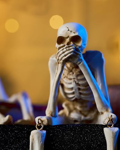 Halloween Mantel Decor, See Speak Hear No Evil Skeletons Resin Statues
