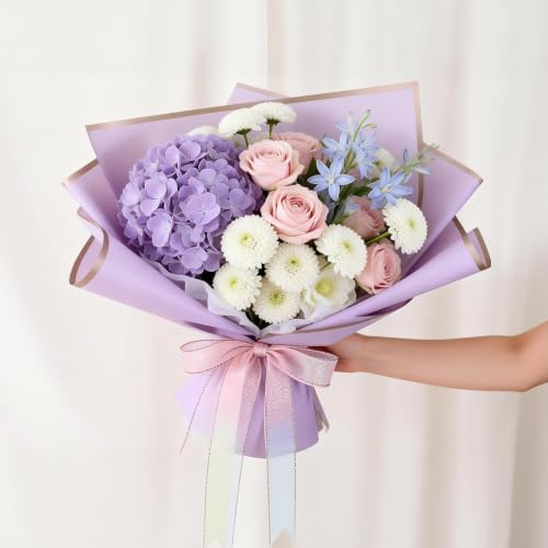 20 Sheet Flower Wrapping Paper-Waterproof Floral Bouquet Paper (Lavender)