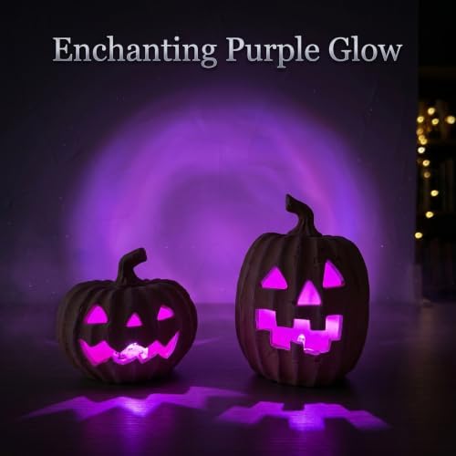 FESTGLOX Terracotta Jack-o’-Lantern Pumpkins, LED Halloween Pumpkin Decor