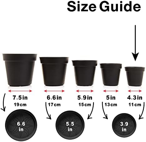 Mintra Garden Pots, 4 Pack Bulk Plastic Plant Pots with Drainage Tray, Round Indoor & Outdoor Decorative Planters with Drain Holes for Flowers, Herbs & Plants, 11cm Diameter – Fuchsia, 4.3 in