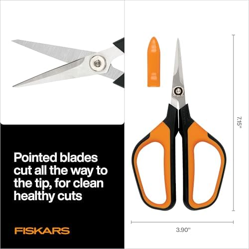 Fiskars 7" Loop Micro-Tip Pruning Shears, Garden Snips for Intricate Cuts