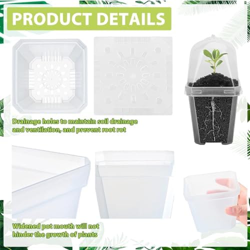 30 Sets Plant Nursery Pots with Humidity Domes, 3" Plastic Gardening Pot