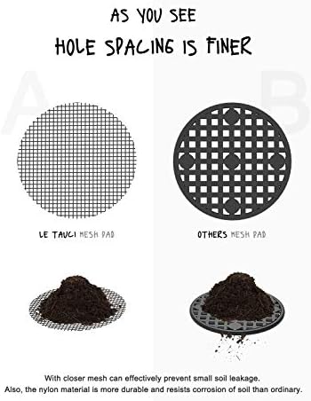 LE TAUCI Plant Pot Drainage Hole Mesh Pads, 2-Inch, 50-Pack