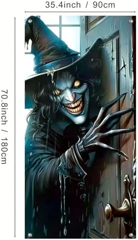 BlissYard Halloween Door Cover Creepy Witch 71 x 35 Inch