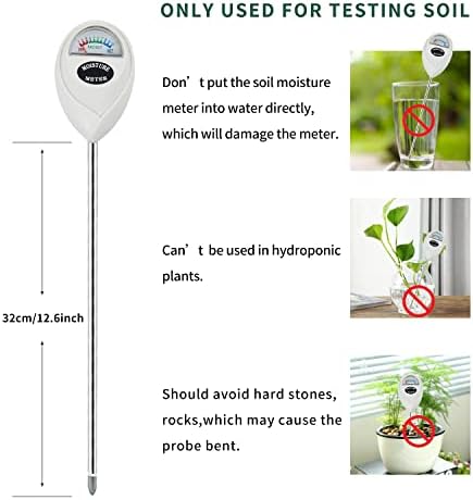 Censinda Soil Moisture Meter, 2 Pack Long Probe Soil Moisture Monitor for House Plants, Soil Hygrometer Moisture Sensor for Indoor & Outdoor, Garden, Farm, Lawn Plant Care, No Battery Needed(White)