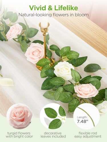 InnoGear Fake Roses 50 Pcs Blush Pink Flowers Artificial Faux Foam Floral