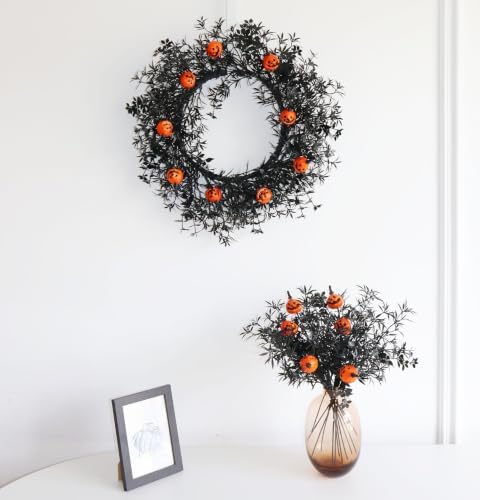 13 Pcs Plastic Leaves Pumpkins Halloween Floral Picks Gothic Stems