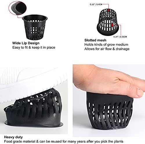 ORIMERC 2 inch Net Pots for Hydroponics Plants, 100 Pack Net Cups with Watering Rope & Plant Labels, for Hydroponic Supplies Aquaponics Vegetable Garden Growing Baskets Nursery Slotted Mesh tower Pots