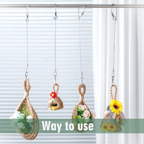 Kingdder 4 Pcs 18" Hanging Cables Chain with S Hook Bird Feeder Tree Hanger PVC Coated Flexible Branch Hook Limb Protector for Outside Bird Feeders, Planters and Decorations