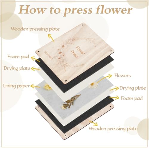 BENECREAT 50Pcs 7.87x5.91Inch Flower Pressing Paper Kit, 10Pcs Foam Pad, 10Pcs Drying Plate, 30Pcs Lining Paper for Pressing Flower Making Dried Plants Craft DIY