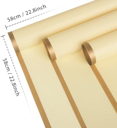 20 Sheet Flower Wrapping Paper-Waterproof Bouquet Paper (Light yellow)