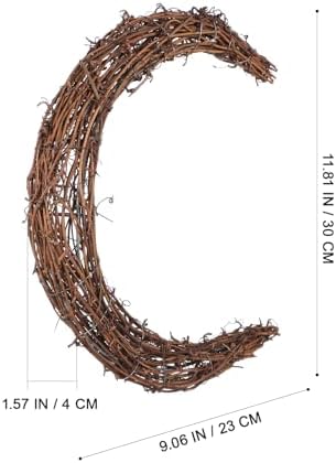 NOLITOY Natural Grapevine Wreath, DIY Crafts Moon Shape Wreath Hoop Vine Branch, Ratten Garland for Holiday Decor Party Favors(11.79 Inch) (Pack of 2)