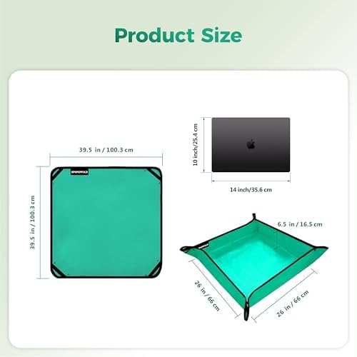 39.5"x39.5" Plant Transplanting Mat - Thickened Waterproof Potting Mat, Succulent Gardening Mat, Portable Repotting Mat for Mess Control (Pe-Green)