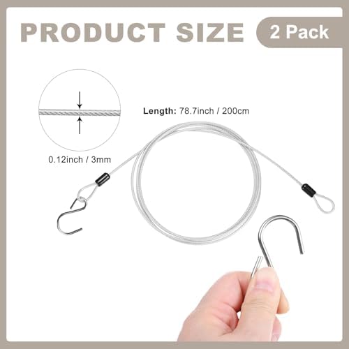 M METERXITY 2-Pack Bird Feeder Hanger with Hook 200cm/79in, Clear