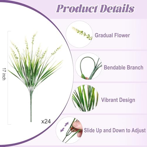 Ammyoo 24 Pcs Artificial Fake Plants UV Resistant for Outdoor Decoration