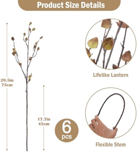 6PCS Fall Faux Berry Stems, 35.5in Artificial Branches for Vase