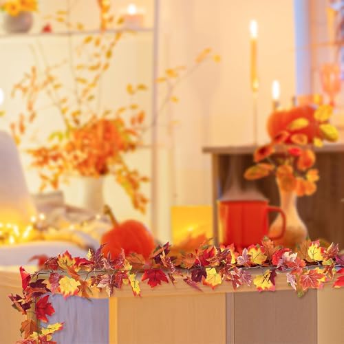 4Pack 23.6FT Artificial Fall Leaves Garland for Thanksgiving Wedding Decor