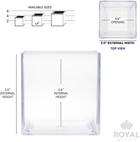 Royal Imports Acrylic Square Vases for Centerpieces Non-Breakable 5" Clear
