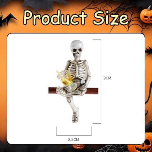 Skull Halloween Decor Sit & Yellow Cup Resin Skull Statue 1Pcs