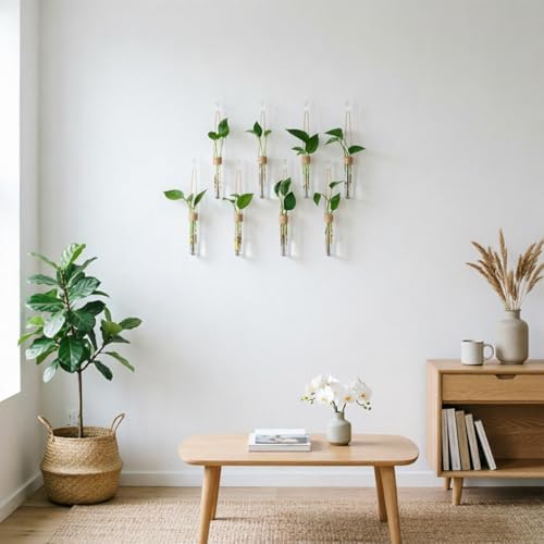 Bunmery 8 pcs Window Propagation Stations, Plastic Plant Propagation Tubes with Suction Cups & Traceless Nails, Easy to Install Window Wall Hanging Planter Terrarium Vase